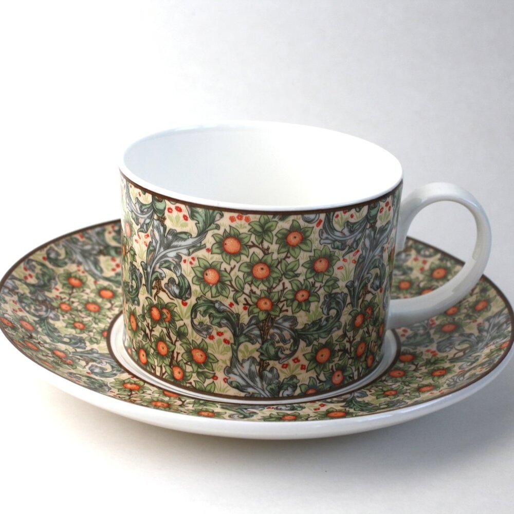 Dunoon Cup and saucer Henry Dearle  Orchard  Flowered Teacup Saucer Bone China